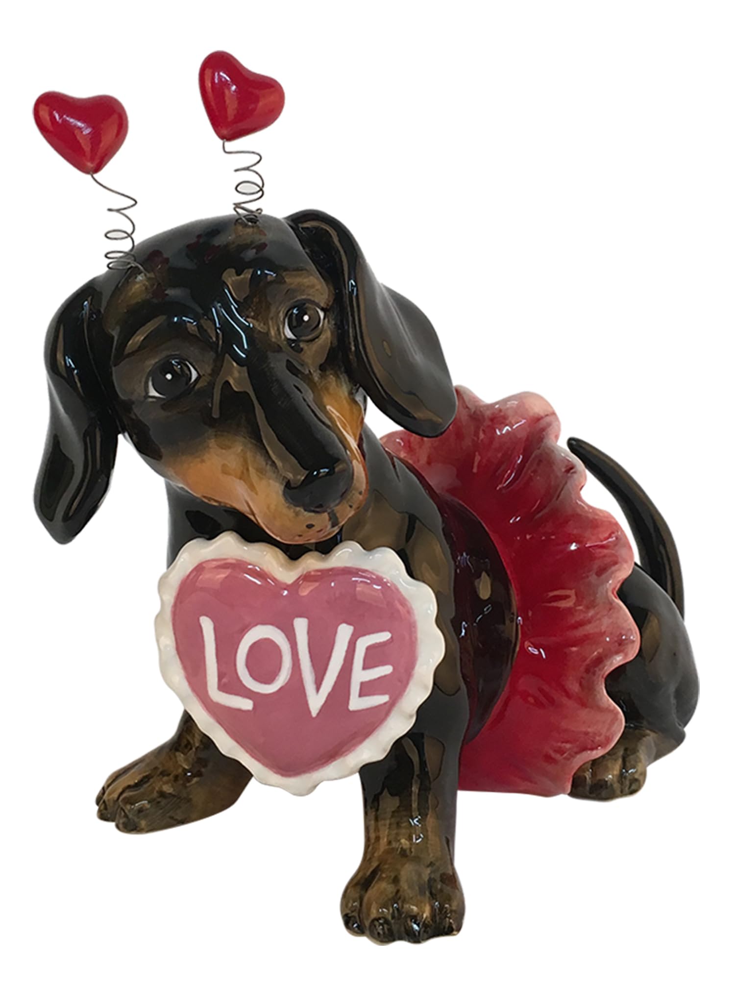 Blue Sky Clayworks Valentine's Love Dachshund Dog in Tutu Skirt Figurine, 8" L x 4.5" W x 7" H
