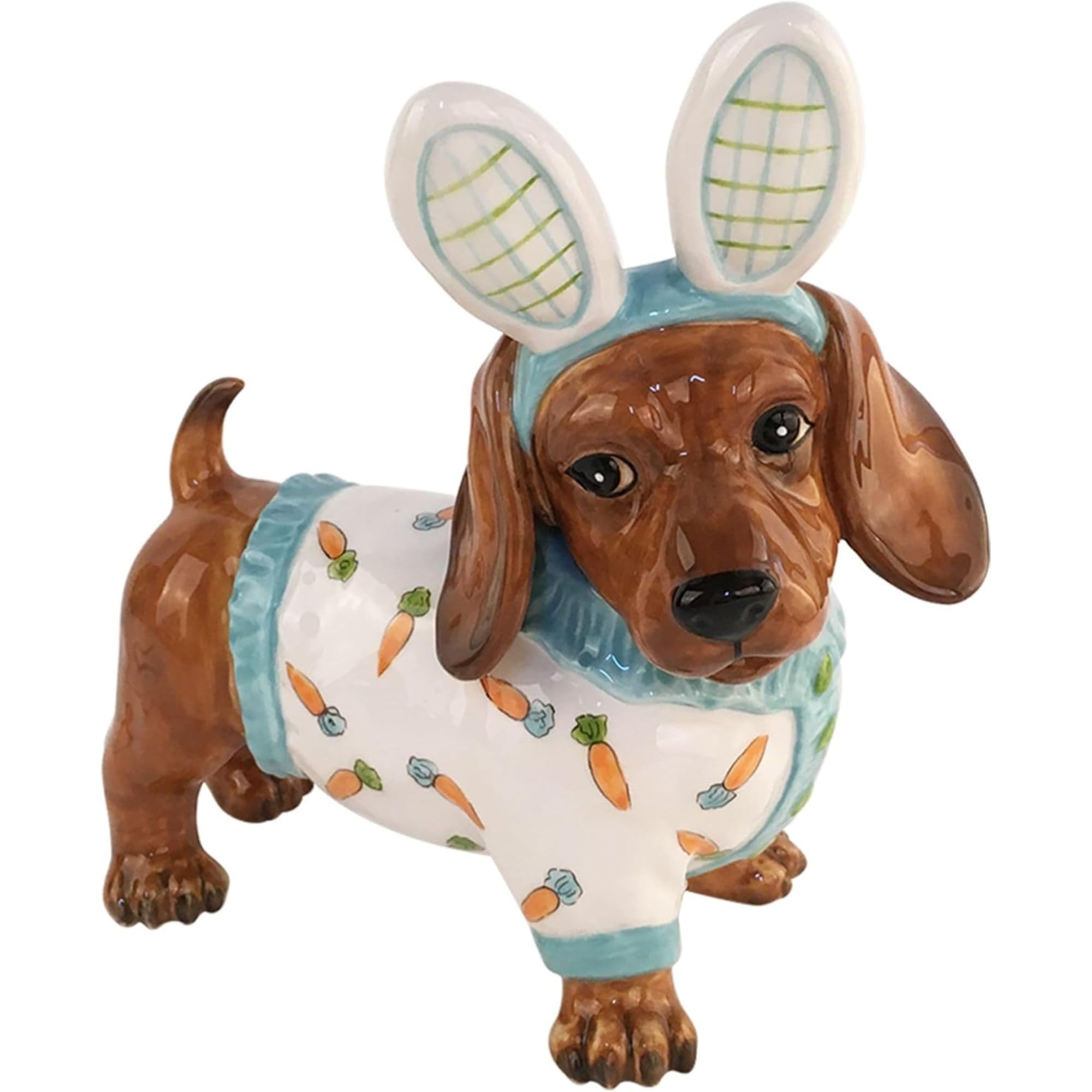Blue Sky Clayworks Dashing in Carrots Dachshund Figurine, 7.5" L x 5.5" W x 9.5" H