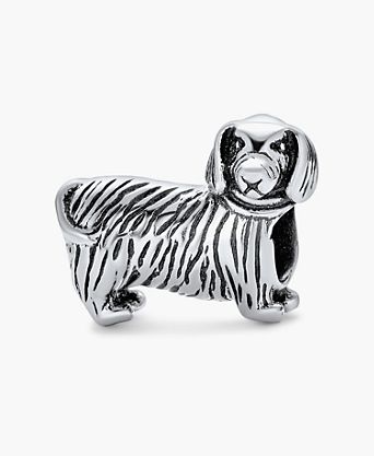 .925 Sterling Silver Pet Animal Lover Dachshund Hot Small Breed Dog Puppy Charm Bead for Bracelet