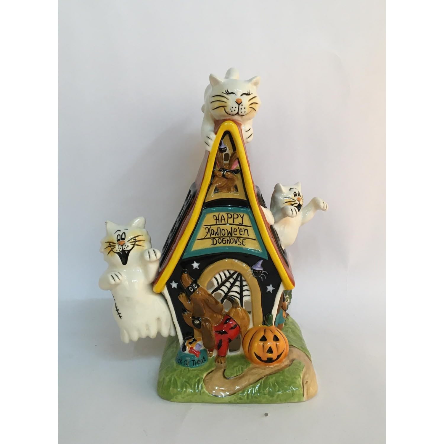Blue Sky Clayworks Happy Halloween Dog Candle House, 6.5"L x 5"W x 7.75"H