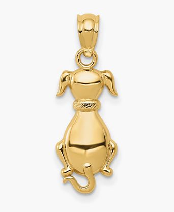 Sitting Dog Pendant in 14k Yellow Gold
