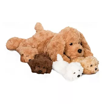 Plush Labradoodle Dog Pillow with 4 Surprise Puppies Inside - Soft Puppy Toys