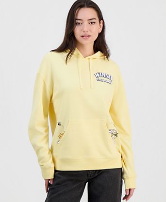 Juniors' Pooh Screenprint Long-Sleeve Hoodie