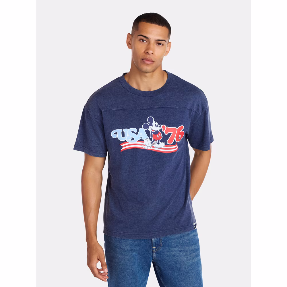Men's Mickey Mouse America 250 Spirit of 76 Mineral Wash Graphic Tee, Sizes XS-5XL