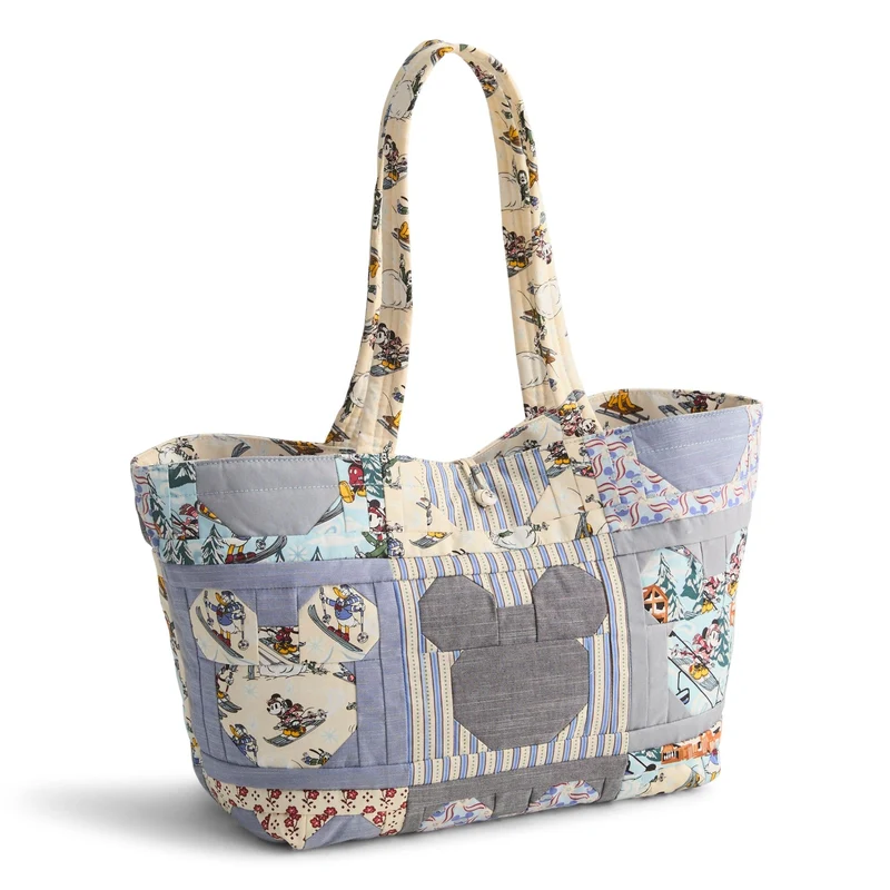 Disney Small Hathaway Tote - Ski Weekend Mickey Mouse Patchwork in Premium Cotton